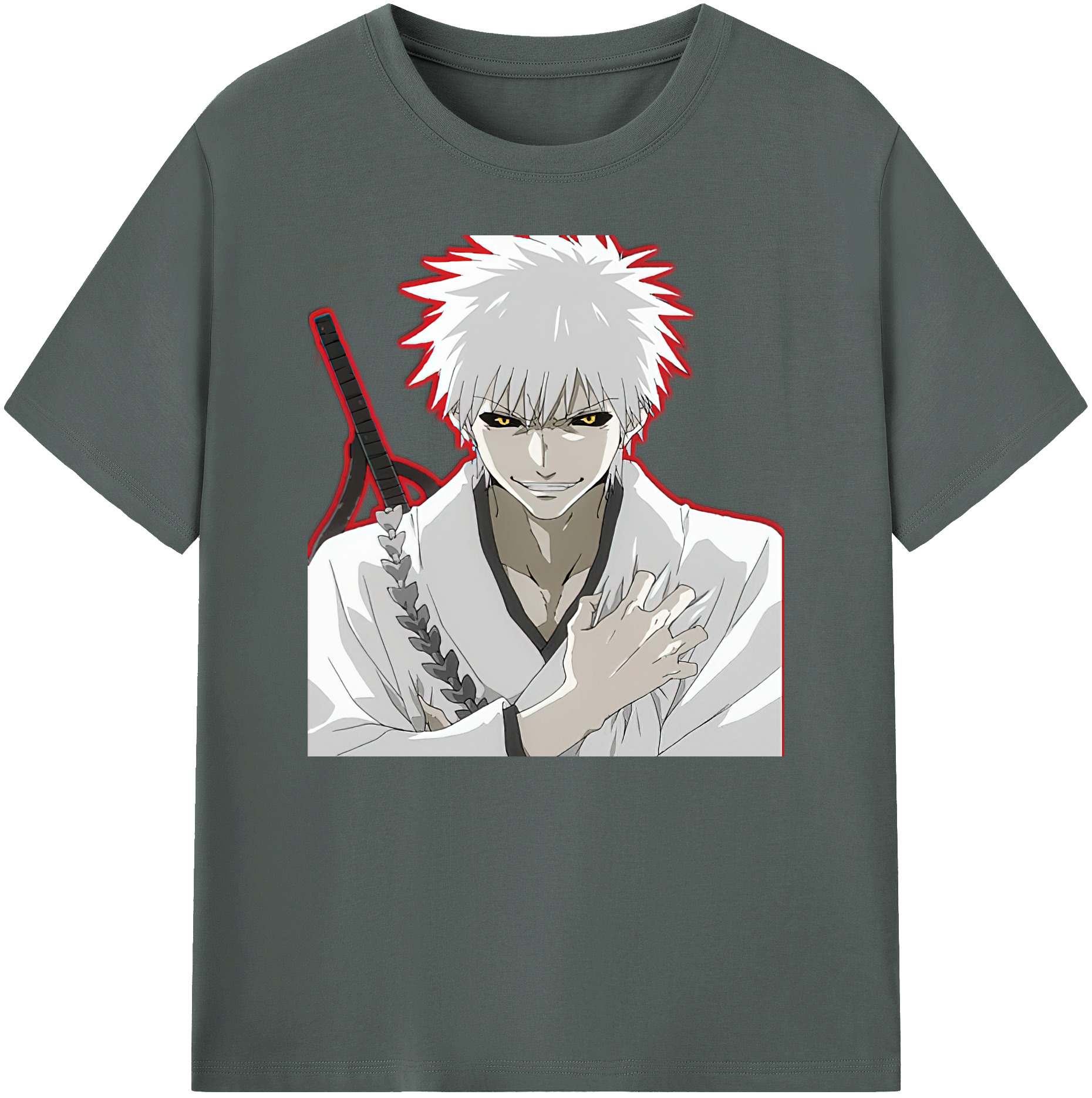 （画像用） ブリーチ 黒崎一護（くろさき いちご）BLEACH Kurosaki Ichigo 綿100％ メンズ半袖Tシャツ｜肌触りやわらか＆通気性